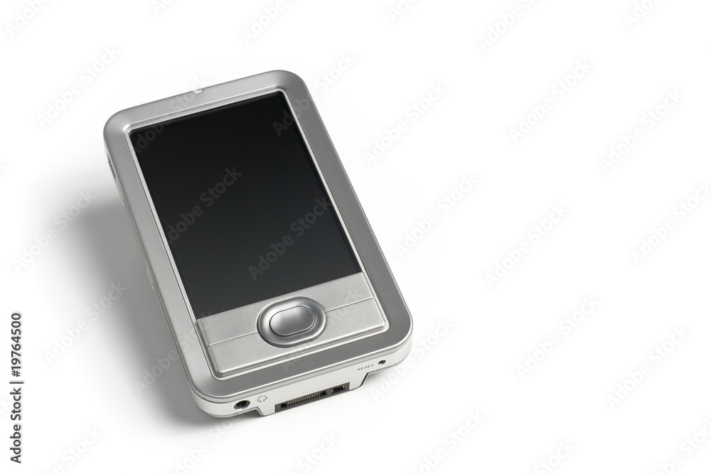 Silver Electronics PDA on solid white background Silver Electronics PDA on solid white background