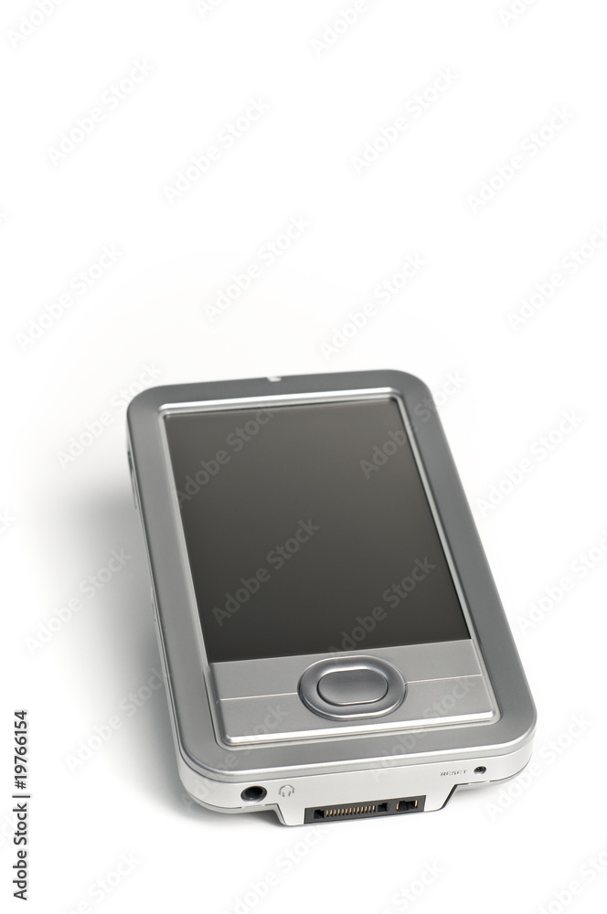 Silver Electronics PDA on solid white background Silver Electronics PDA on solid white background