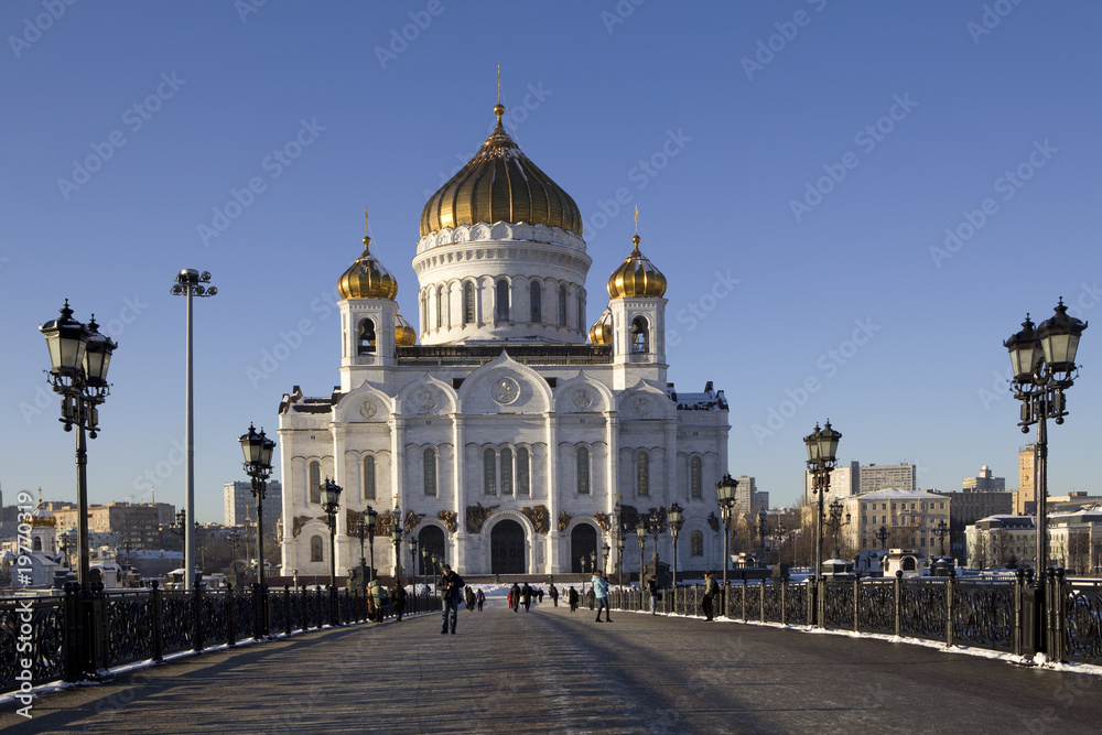 Winter view on Christ the Savior Cathedral Moscow Russia