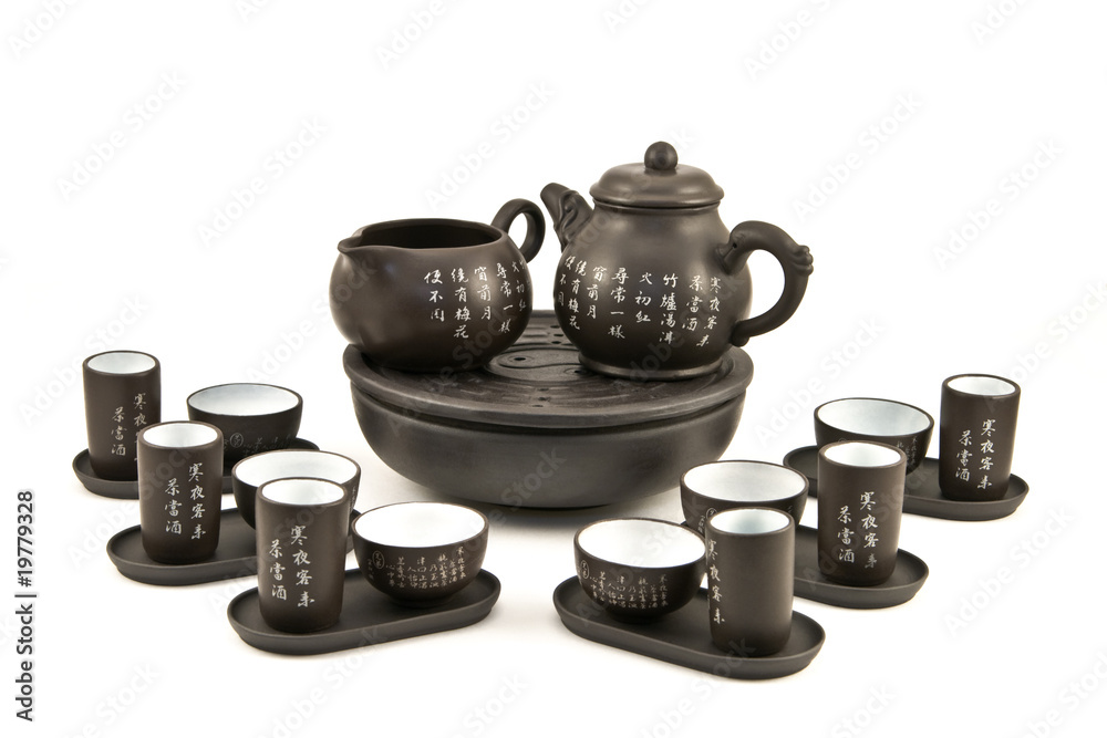 Teapot and cups for tea ceremony