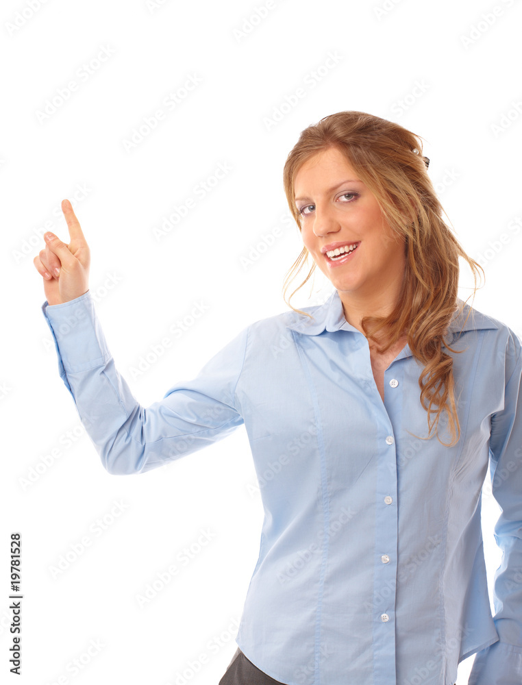 Beautiful woman pointing at something