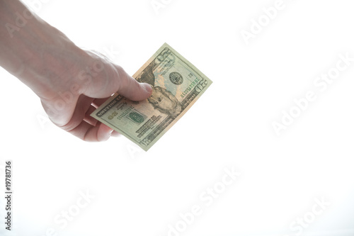 us dollars paper banknote in male hand