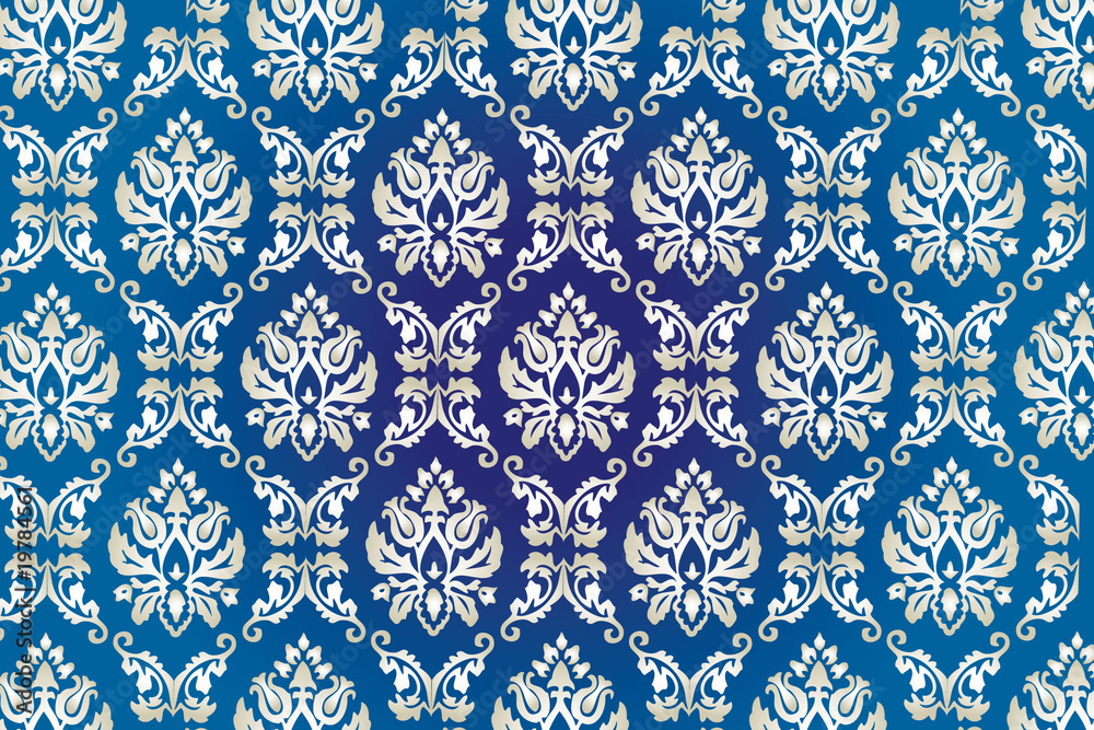 Royal Blue Damask Pattern