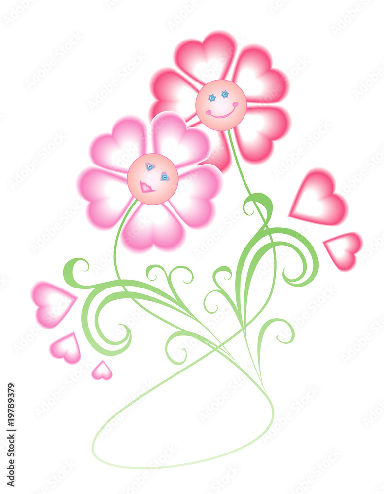Romantic greeting card with flowers in love