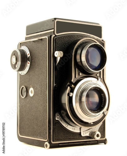Old camera Isolated on pure white