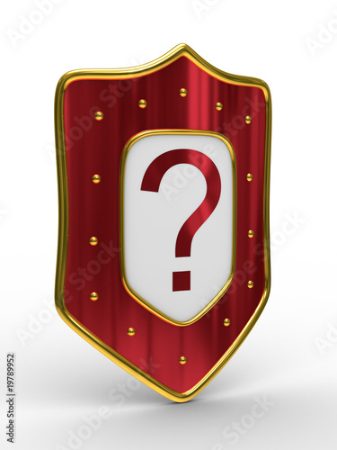 red shield on white backgro...
