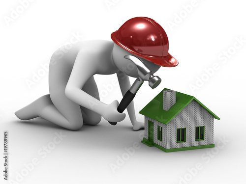 House building on white background. Isolated 3D image
