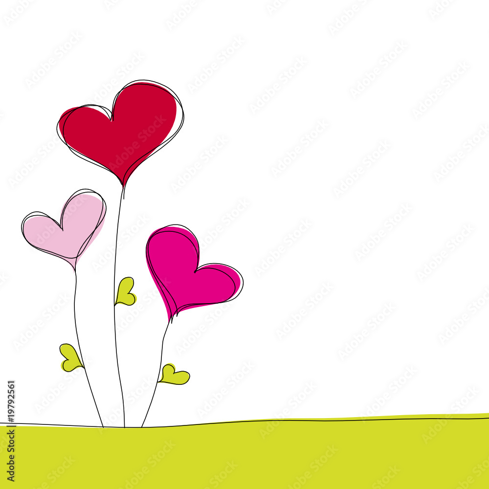 Karte 3 Herzblumen Karte 3 Herzblumen