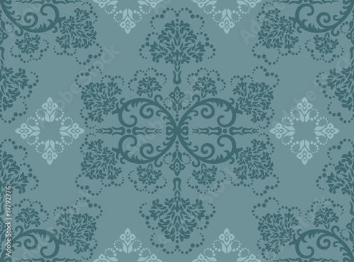 Seamless turquoise floral wallpaper
