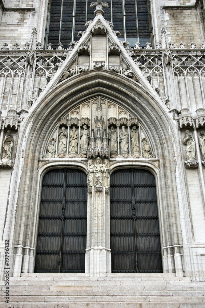 Cathedral door, Brussels, Belgium