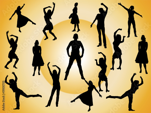 Gruppe junger Frauen mit goldenem Hintergrund