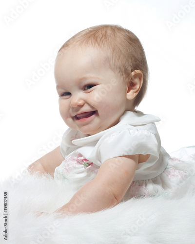 Innocent caucasian baby in high key