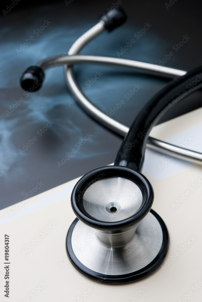 Medical Records with X Ray and Stethoscope Medical Records with X Ray and Stethoscope