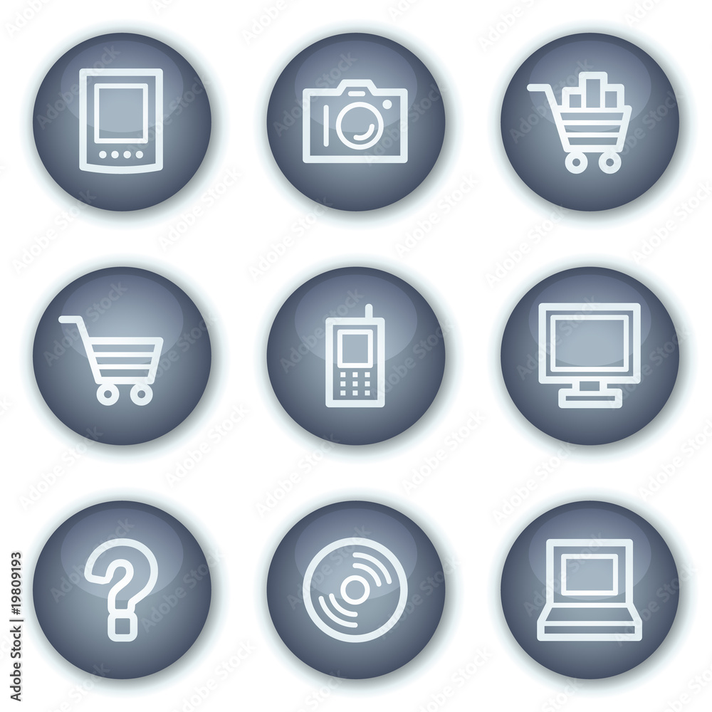 Electronics web icons set 1, mineral circle buttons series Electronics web icons set 1, mineral circle buttons series