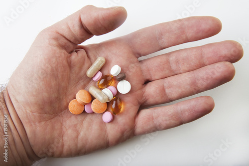 close-up medical pills on the palm