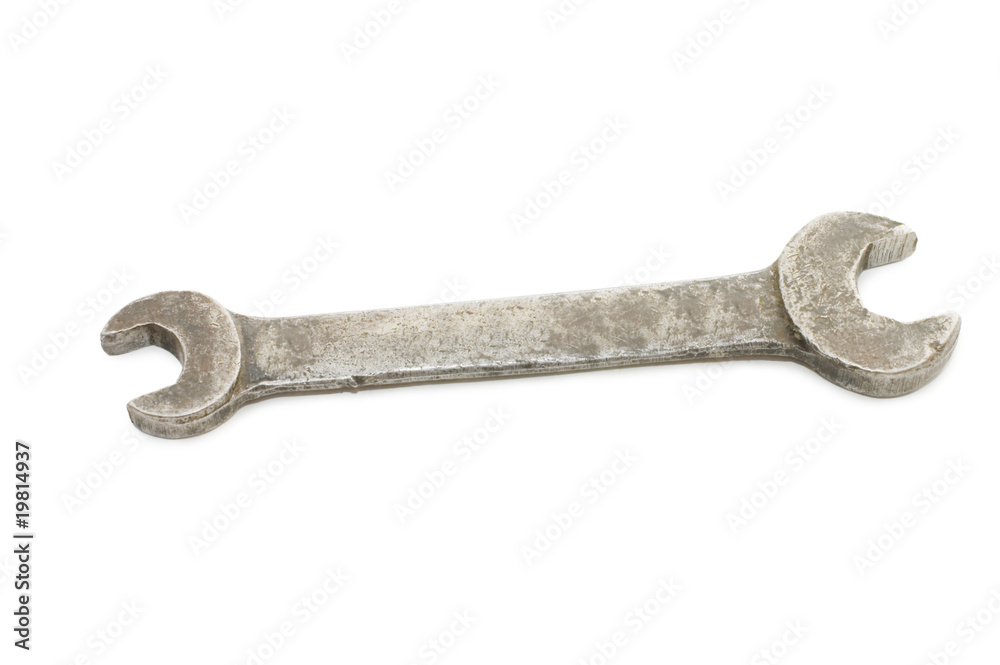 Old rusty spanner isolated on white background Old rusty spanner isolated on white background