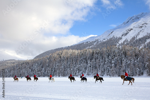 cavalli al galoppo sulla neve