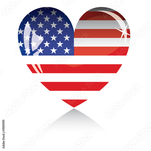Heart with US flag texture isolated on a white background