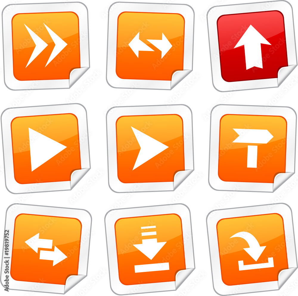 Arrows sticker set. Vector buttons. Arrows sticker set. Vector buttons.