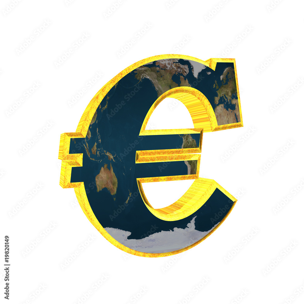 Fototapeta premium 3d golden euro symbol erde