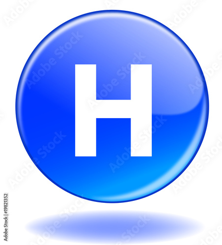 Round web "HOSPITAL" button (health care doctor treatment)