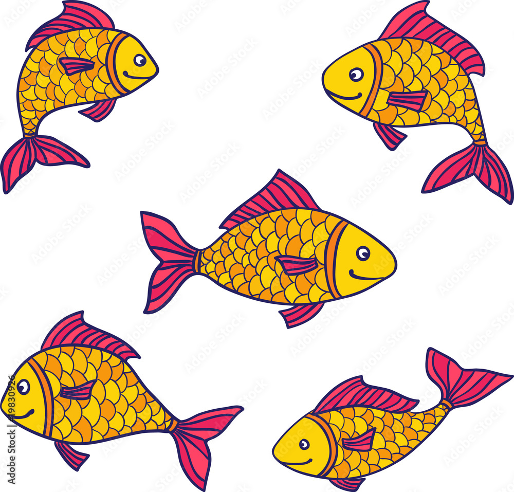 Naklejka premium set of golden fishes