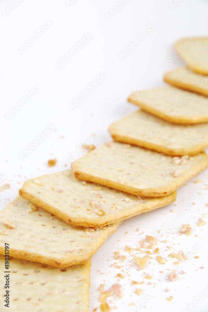 Bunch of rectangular cheese crackers