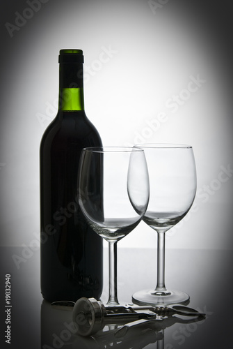 bottle of wine and wineglasses