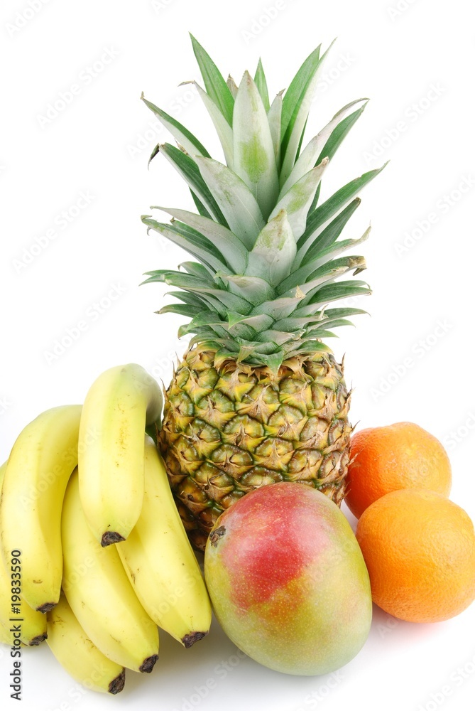 Group of fresh fruits on white Group of fresh fruits on white