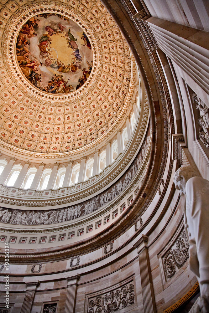 US Capitol Dome Rotunda Lincoln Statue Apothesis George Washingt