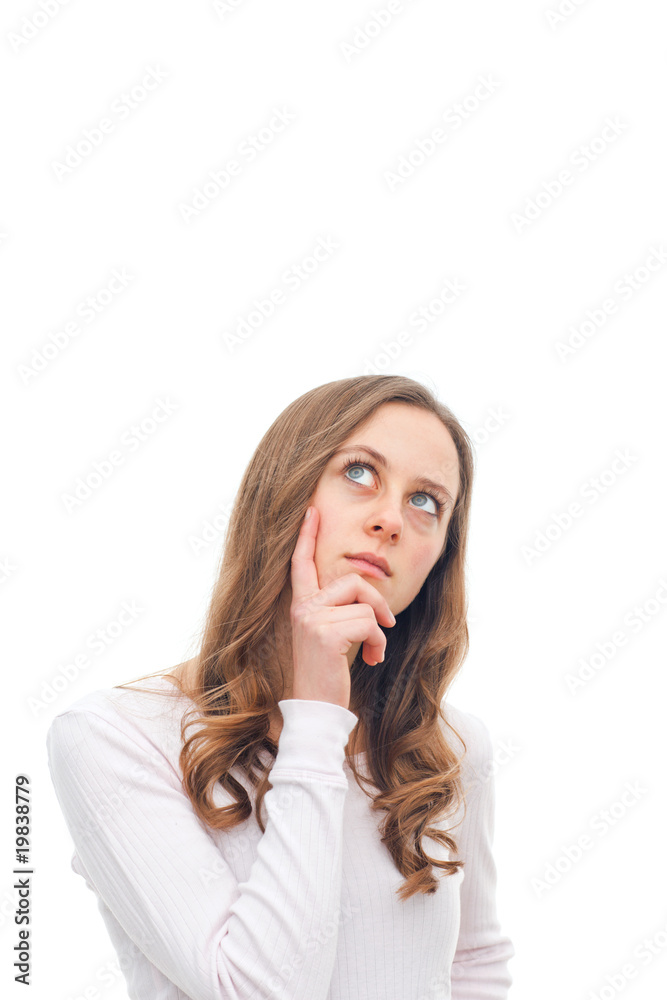 Hmmm!! Young woman thinking about copyspace Hmmm!! Young woman thinking about copyspace
