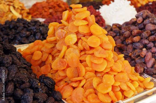 market stand of dried fruits