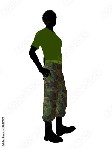 African American Soldier Illustration Silhouette