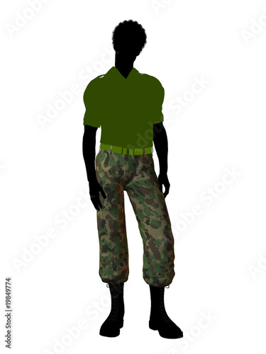 African American Soldier Illustration Silhouette