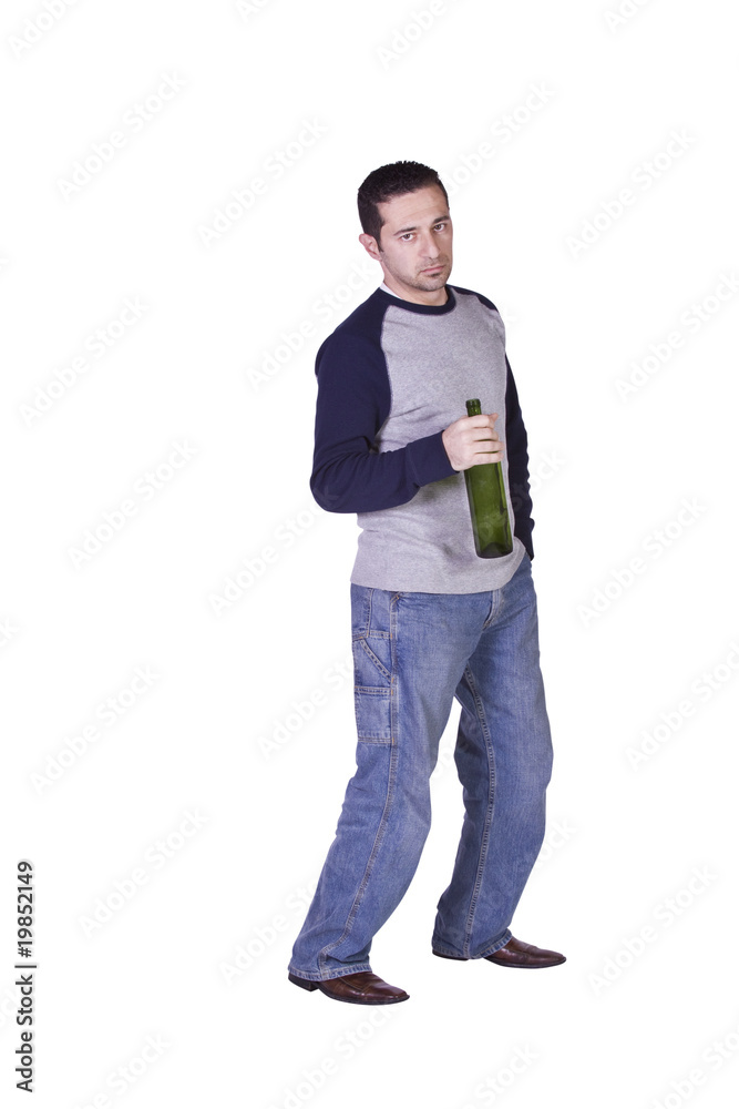 Drunk Man Holding a Wine Bottle Drunk Man Holding a Wine Bottle