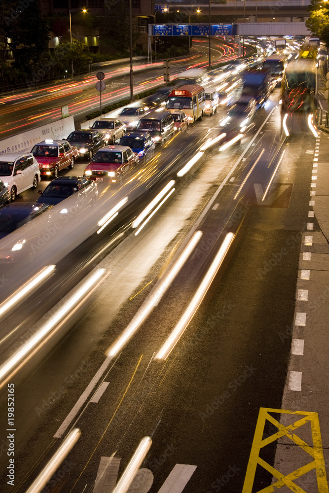 Traffic jam in Hong Kong at night Traffic jam in Hong Kong at night