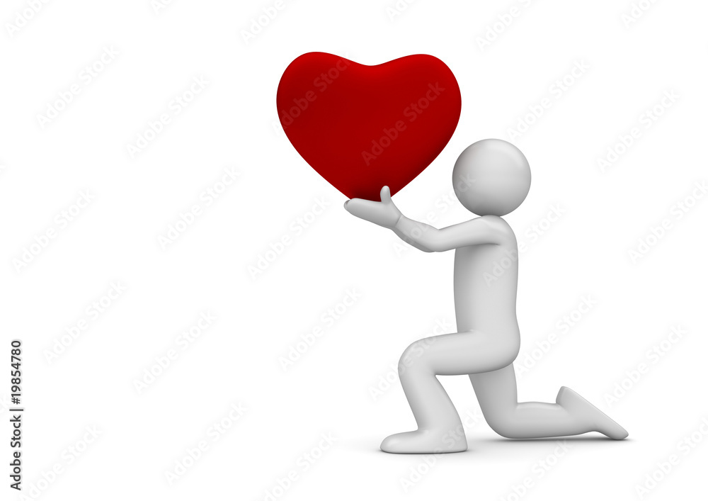 Man making proposition (love, valentine day series; 3d isolated Man making proposition (love, valentine day series; 3d isolated
