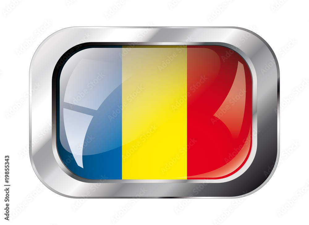 Fototapeta premium romania shiny button flag vector illustration. Isolated abstract