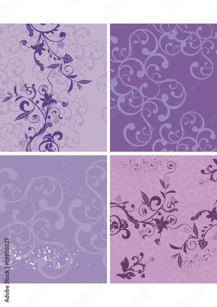 Four seamless violet backgrounds