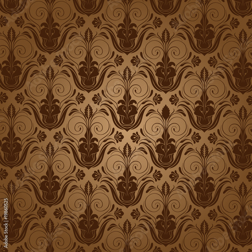 Beige wallpaper with the silhouette of flowers