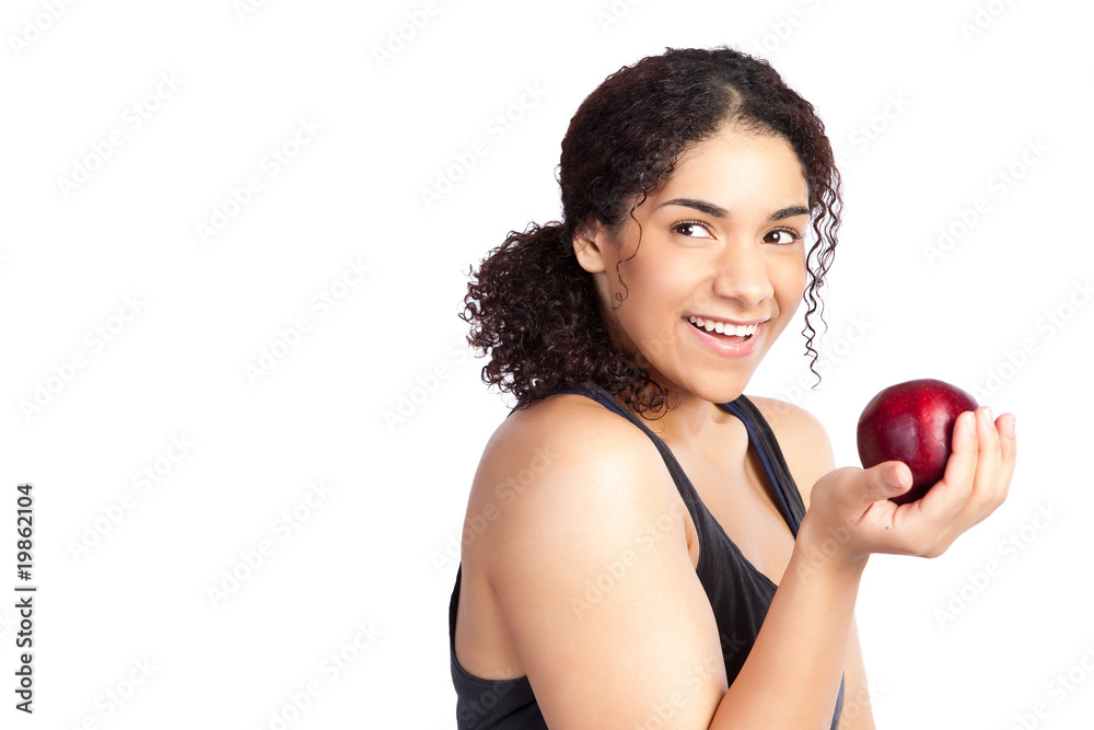 Woman with apple