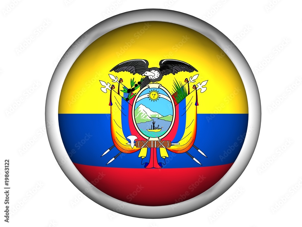 Fototapeta premium National Flag of Ecuador | Button Style |