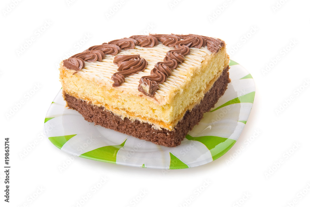 Piece of chokolate cake isolated Piece of chokolate cake isolated