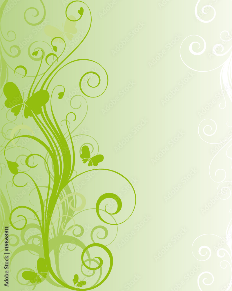 green floral background with butterflies green floral background with butterflies