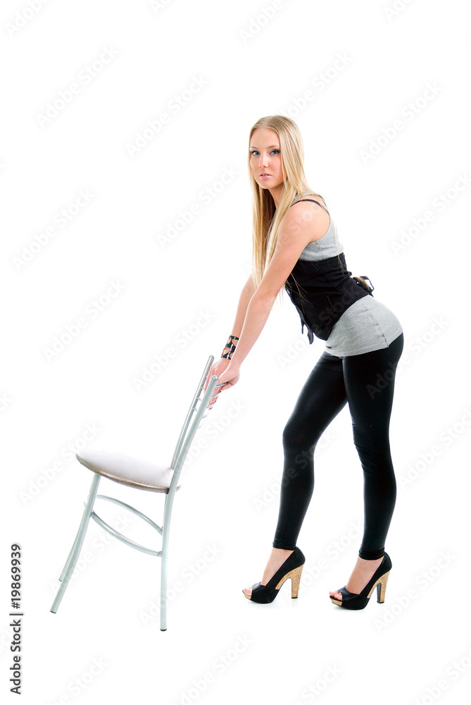 beautiful blond girl sitting on chair beautiful blond girl sitting on chair