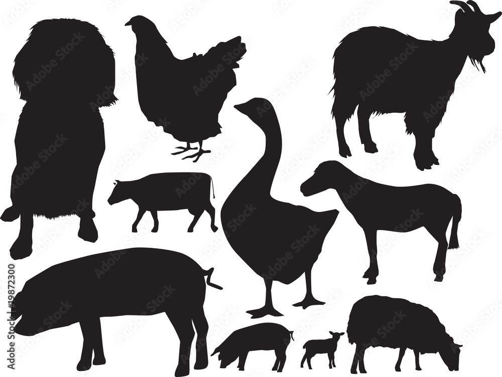 farm animals sihouette set farm animals sihouette set