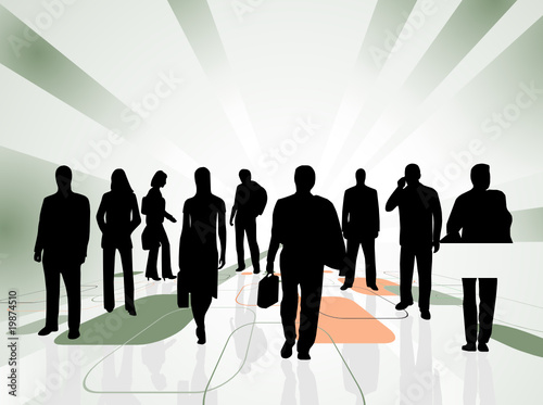 Illustration of business people and abstract