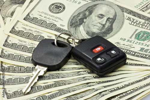 dollar bills cash and car keys