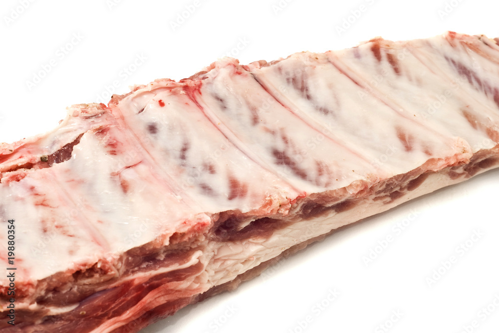 Pork ribs with meat isolated on white
