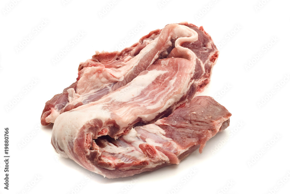 Tasty Uncooked pork ribs and meat